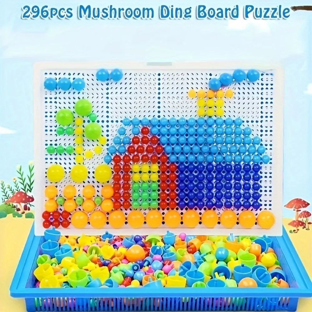 296 Mushroom Nail Building Blocks Puzzles Game Cognition Intellectual