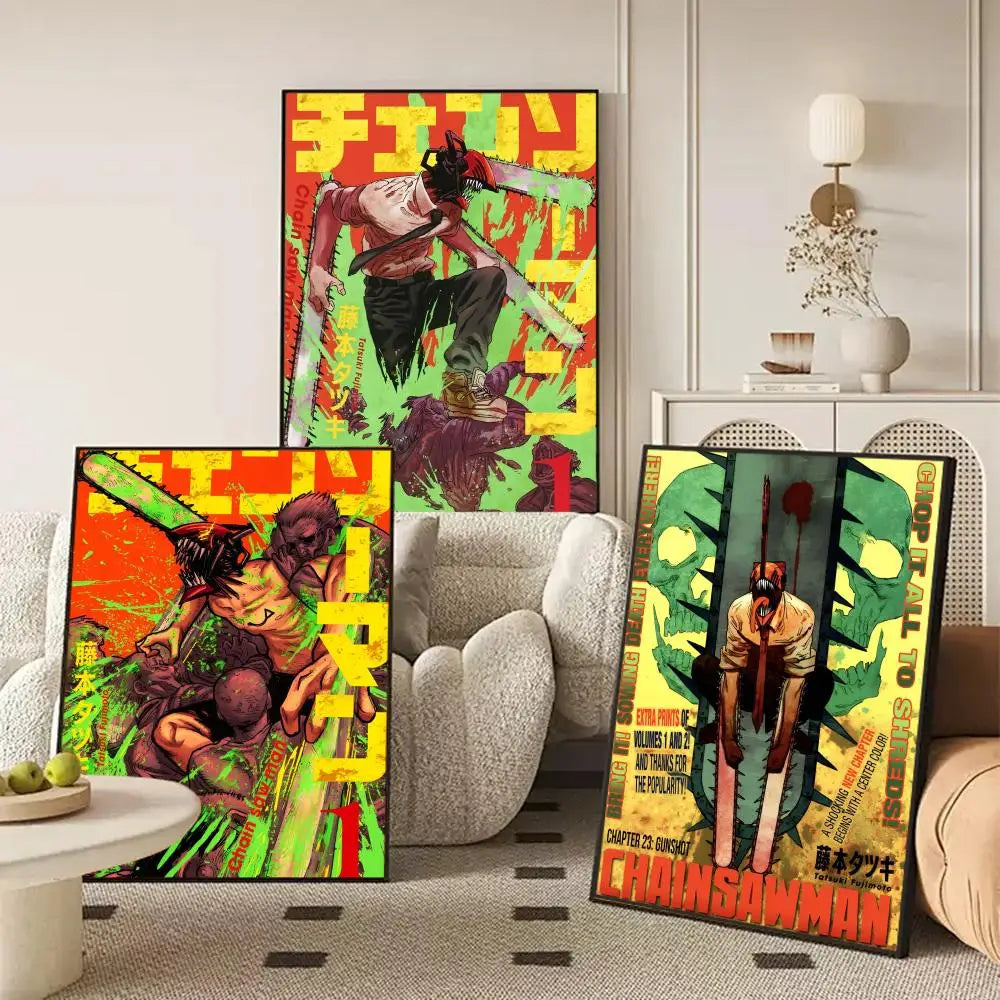Chainsaw Man Anime Poster Self-Adhesive Wall Art Sticker