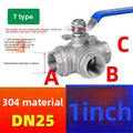 304 SS BSP Female 3-Way Ball Valve T/L Type Full Port | DN15–DN25