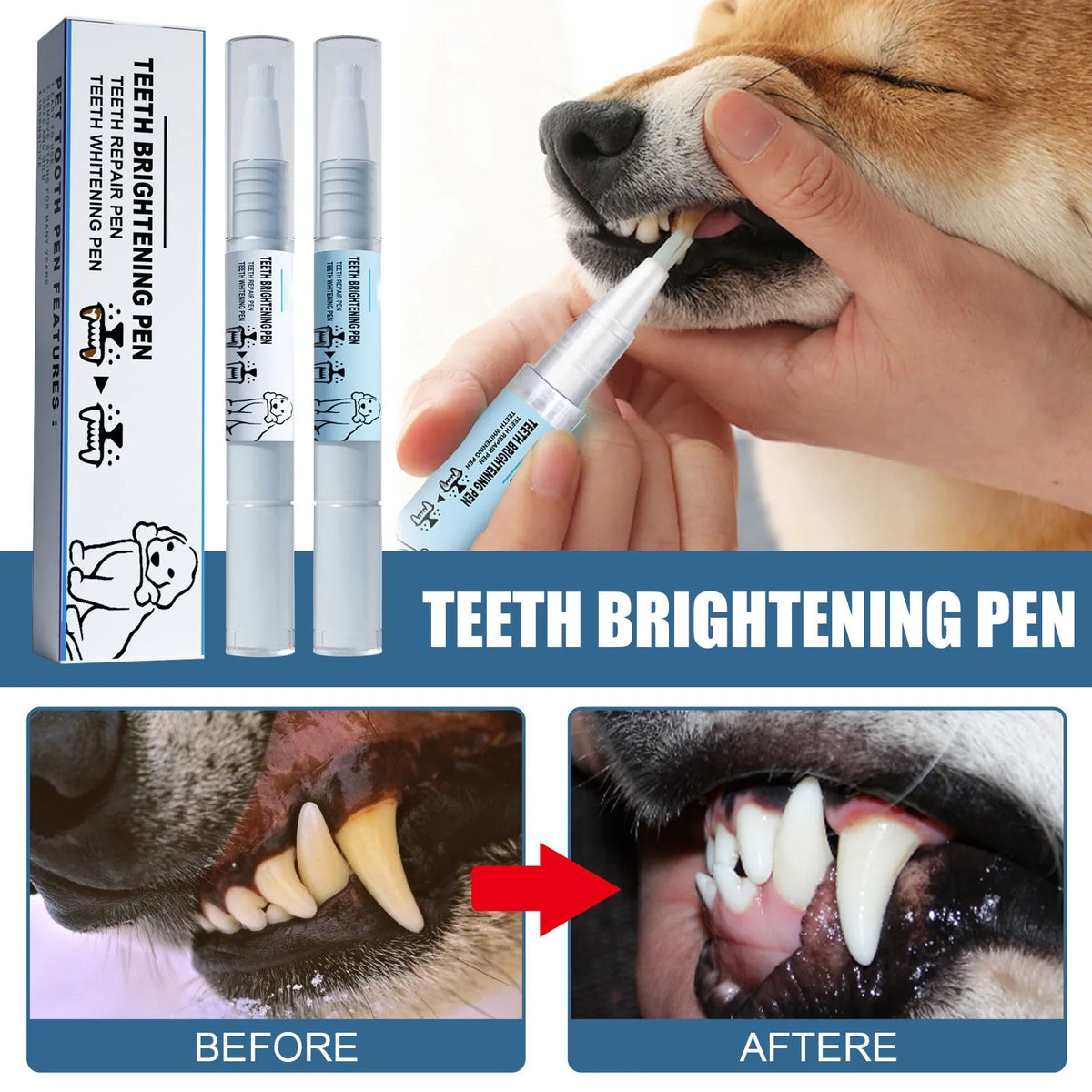 Pet Teeth Cleaning Pen – Tartar & Stain Remover for Dogs & Cats