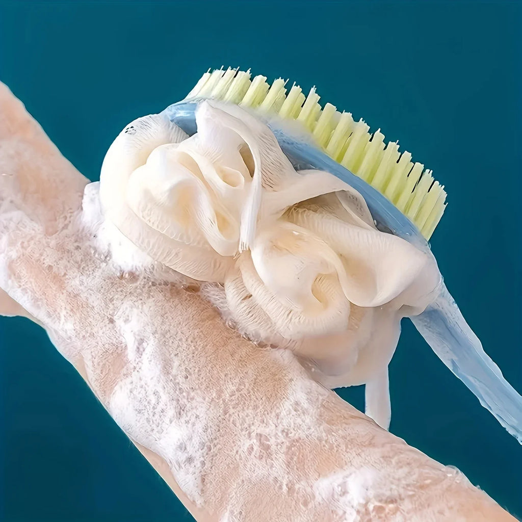 Long Handle Bath Brush – Loofah & Bristles Body Scrubber