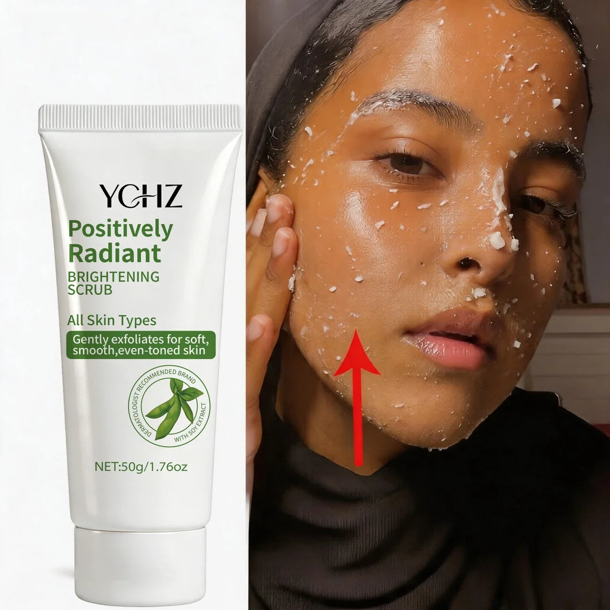 Radiant Skin Cleansing Scrub Gel – Soybean Extract, Oil-Free