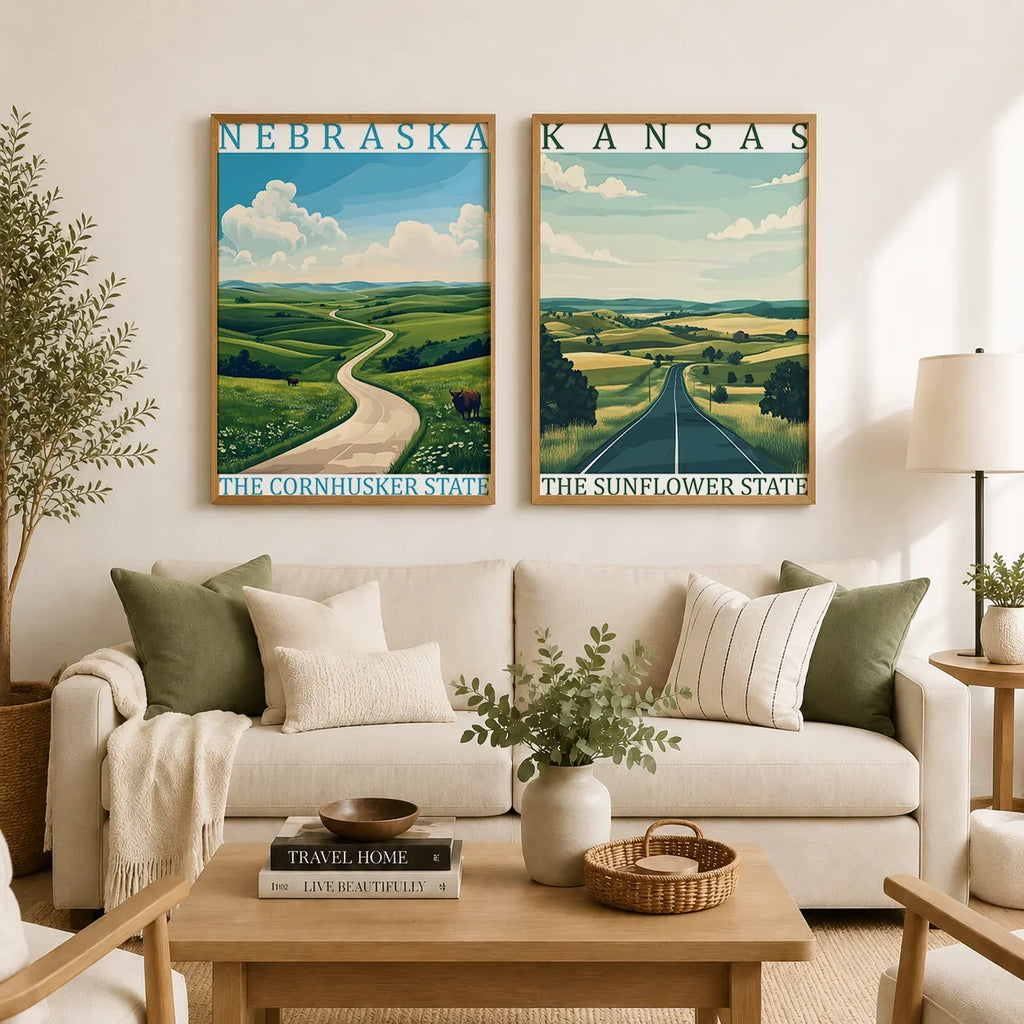 USA Vintage Canvas Wall Art – Retro Landscape Poster Print