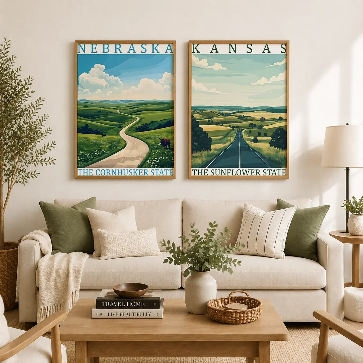 USA Vintage Canvas Wall Art – Retro Landscape Poster Print