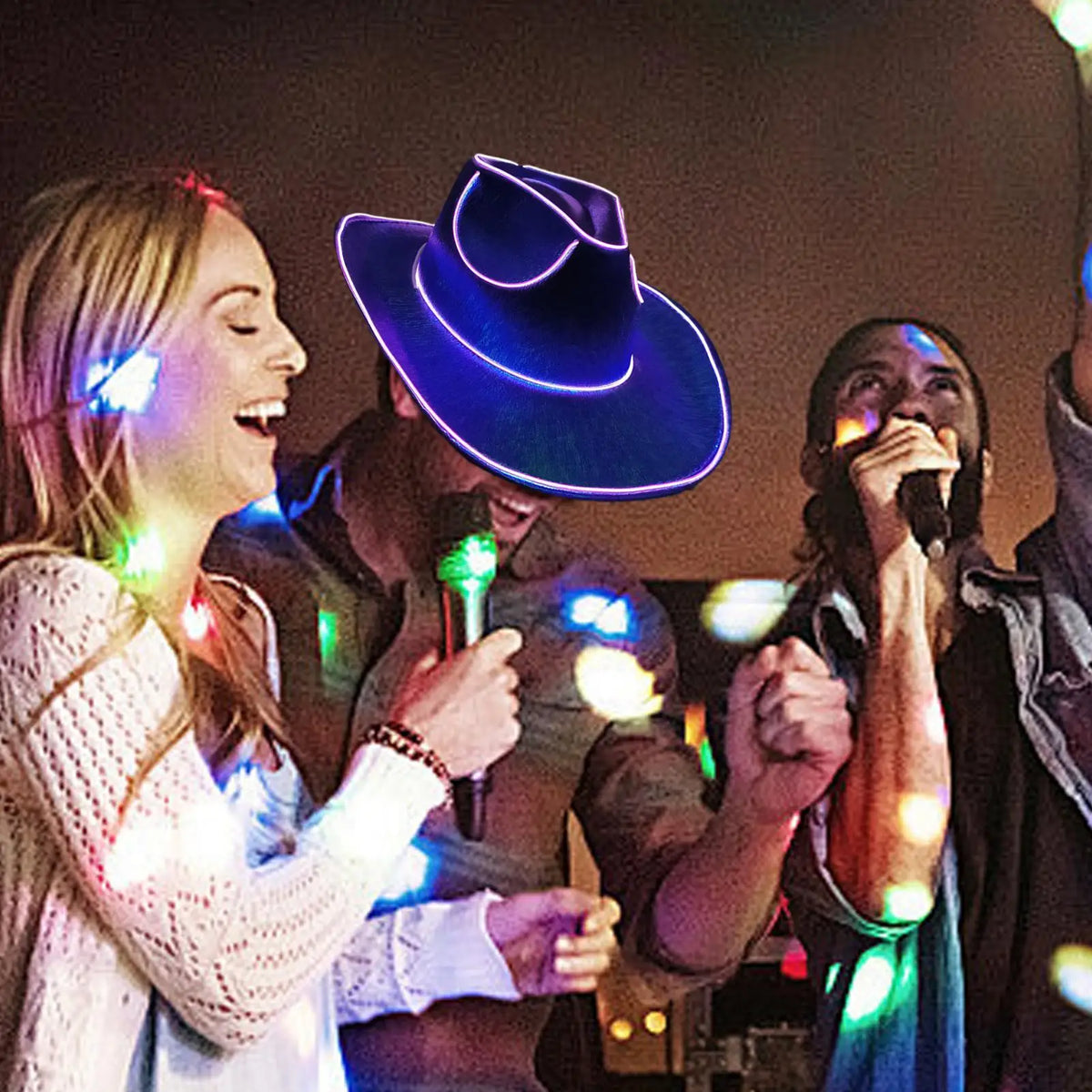 LED Light Up Cowboy Hat – Disco Party Hat for Men & Women