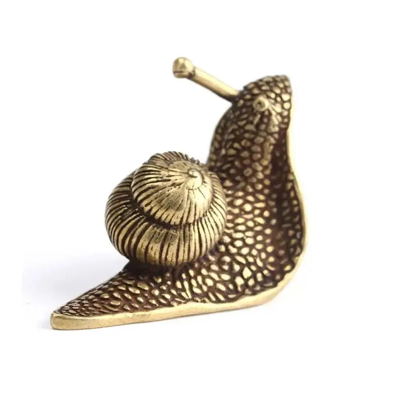 Mini Pure Copper Snail Statue – Antique Brass Desk Ornament
