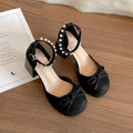 Women's Platform Mary Jane Pumps | Pearl Buckle Bow Heels