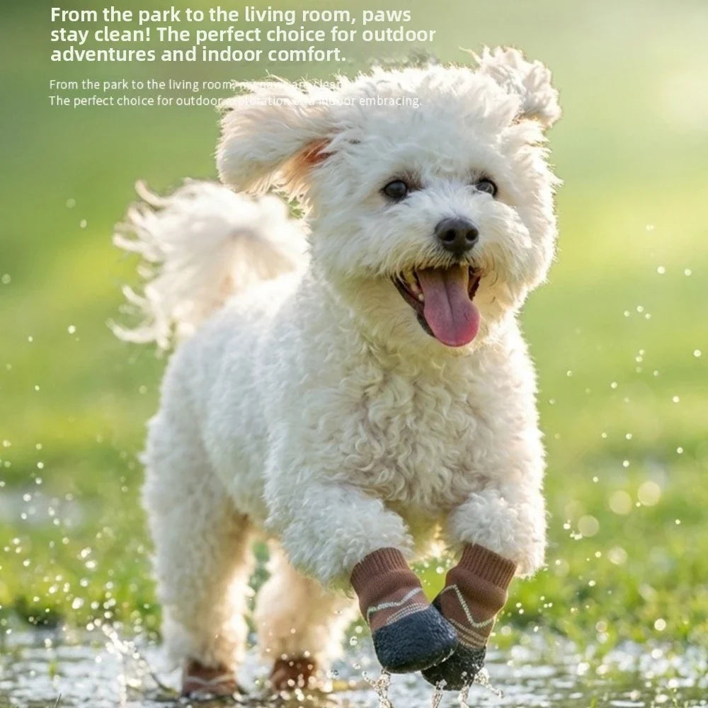 4PCS Waterproof Non-Slip Dog Shoes | Adjustable Paw Protectors