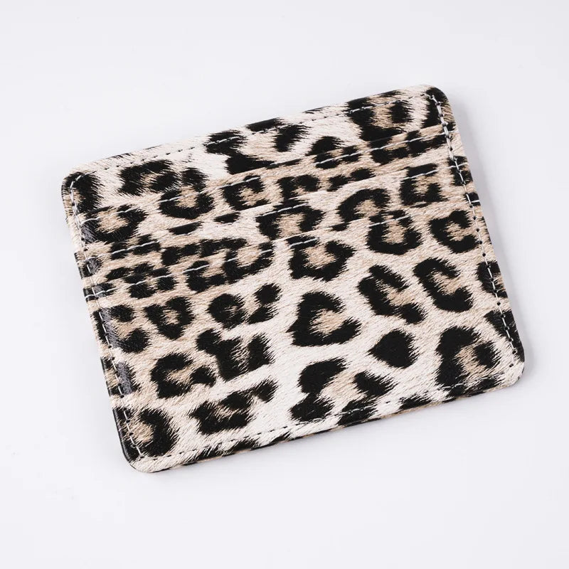 Leopard Print PU Leather Slim Card Wallet – Unisex Card Holder