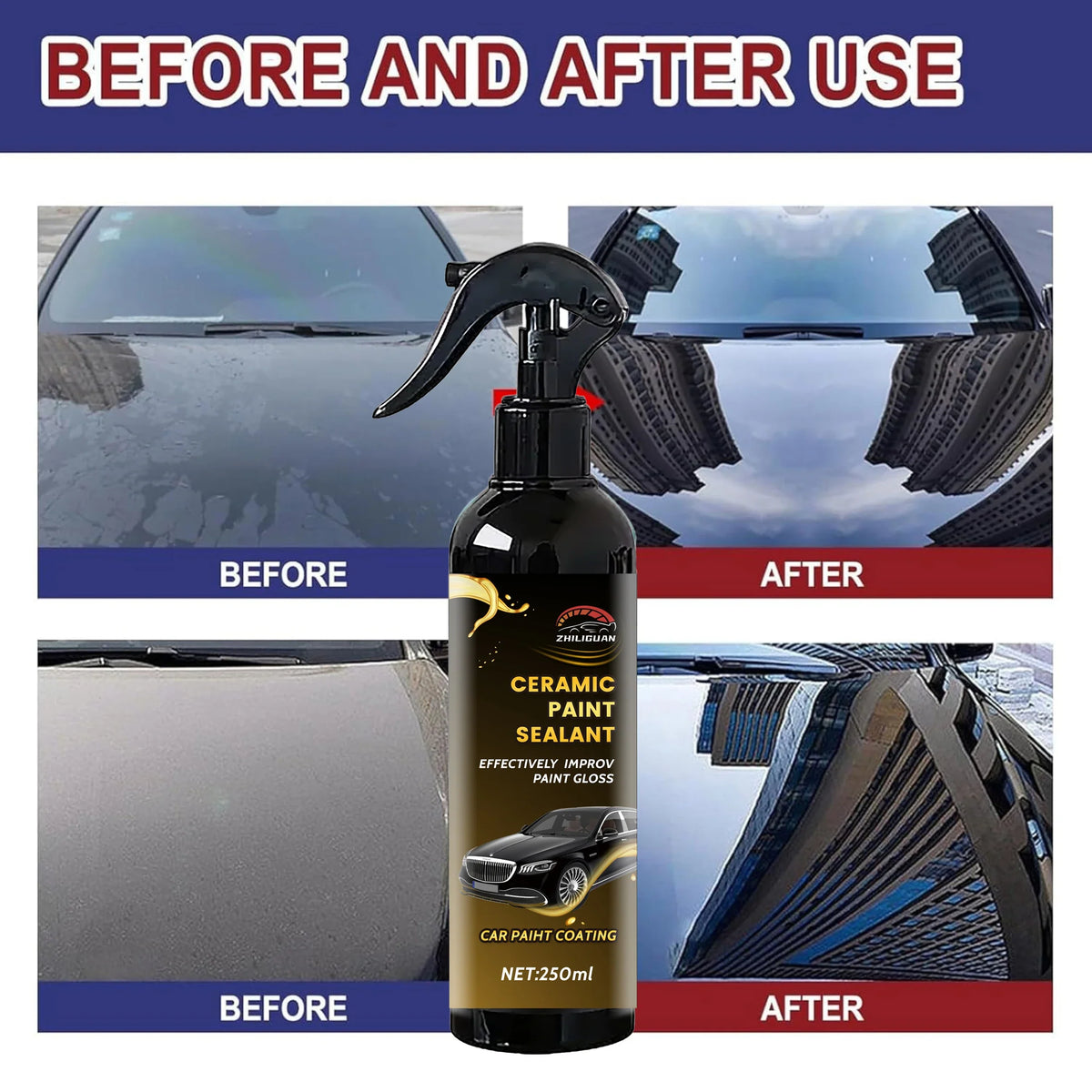 Ceramic Coating Quick Coat Spray – Waterless Wash & Wax Sealant
