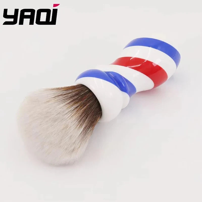 Yaqi Barber Pole Brown Synthetic Knot Mens Wet Shaving Brush Retro