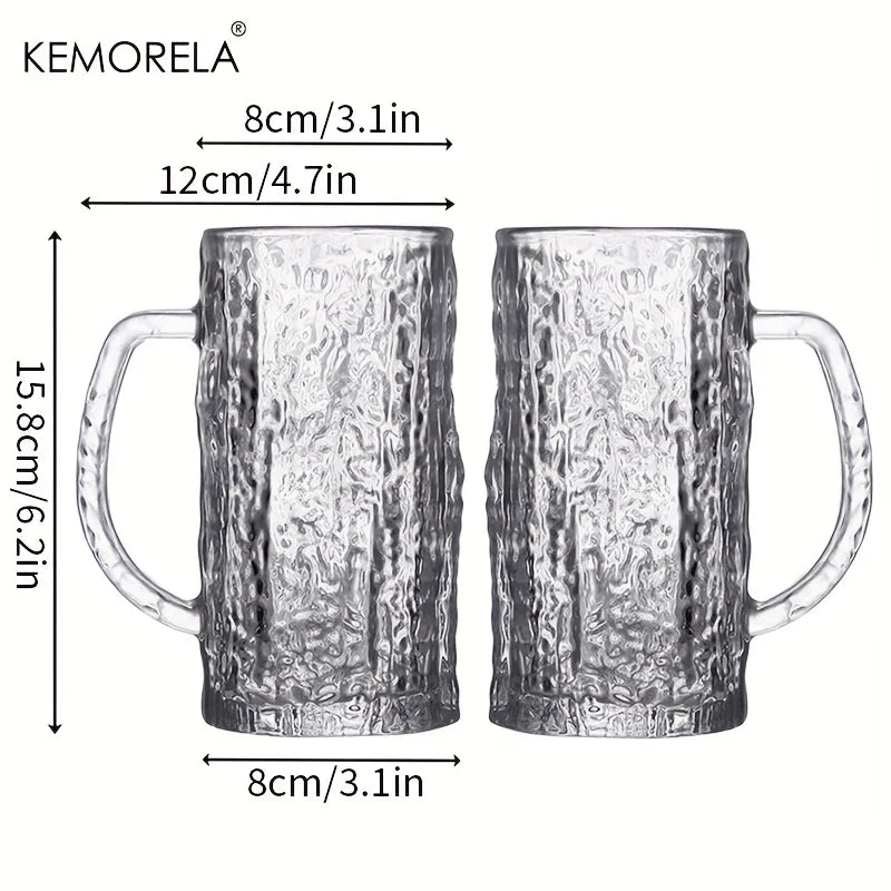 KEMORELA 400ml Frosted Glacier Pint Beer Mugs | Bar Grade Glass