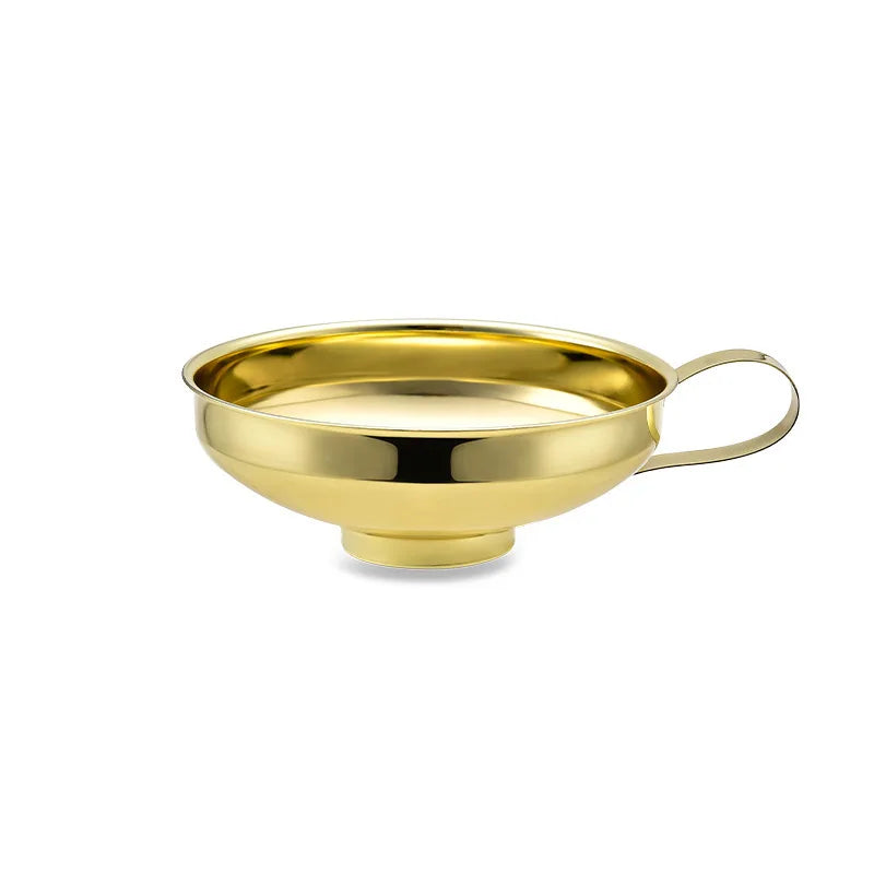Golden Wide-mouth Funnel Food Grade Stainless Steel Kitchen Small