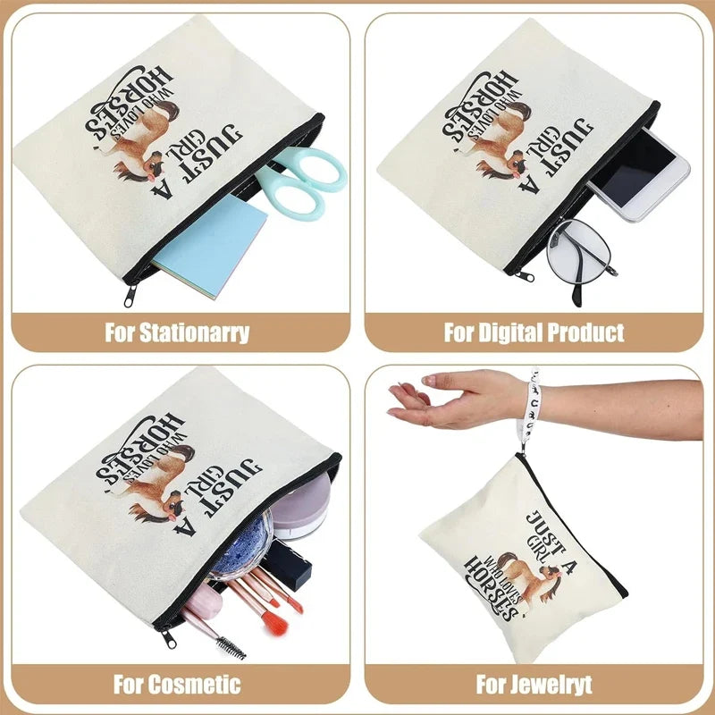 Horse Lover Canvas Makeup Bag | Just A Girl Who Loves Horses