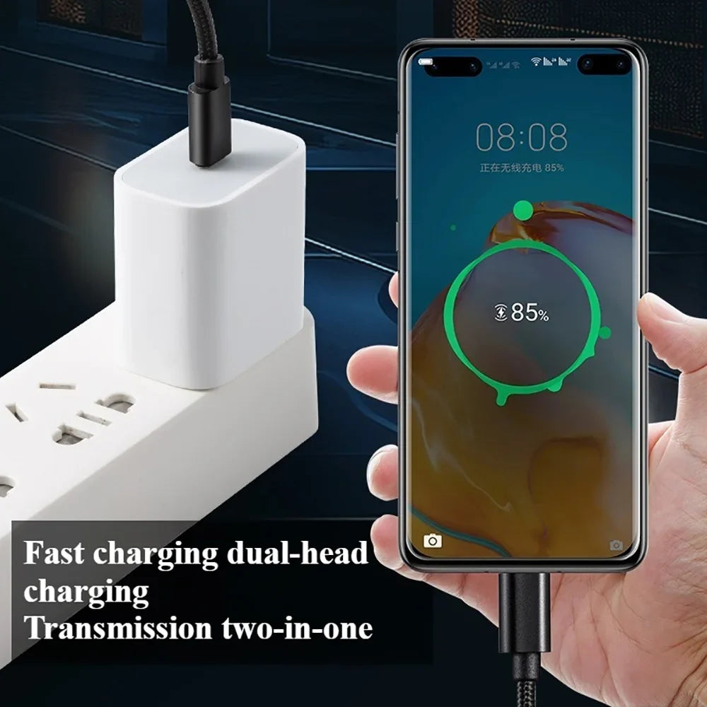 66W 5A USB-C Fast Charging Nylon Cable 1M/2M/3M | iPhone & Samsung