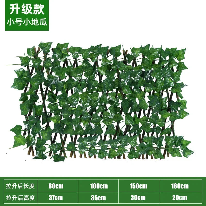 Artificial Garden Retractable Fence Expandable Faux Green Leaf Screen