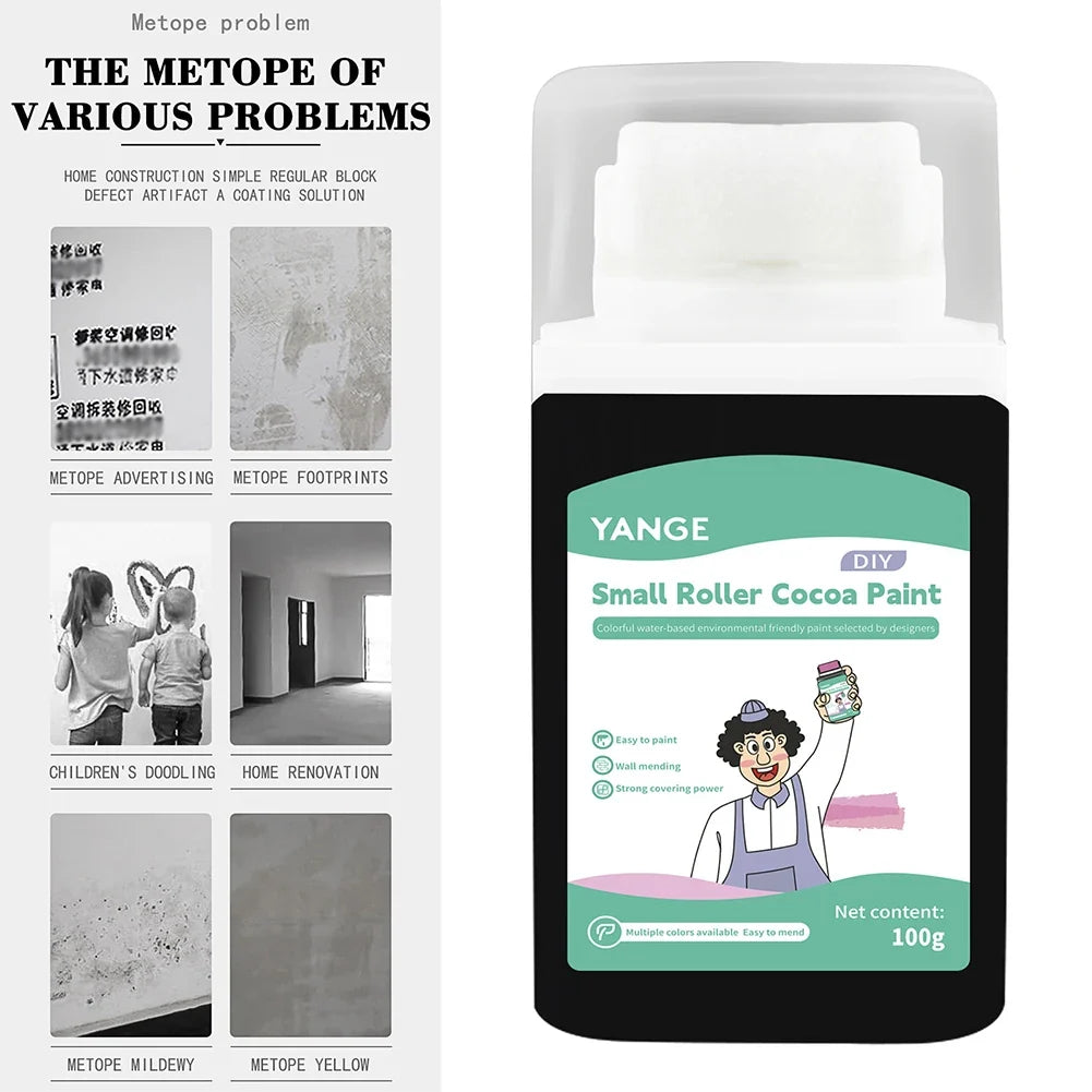 High Coverage White Wall Touch-Up Paint with Roller Brush