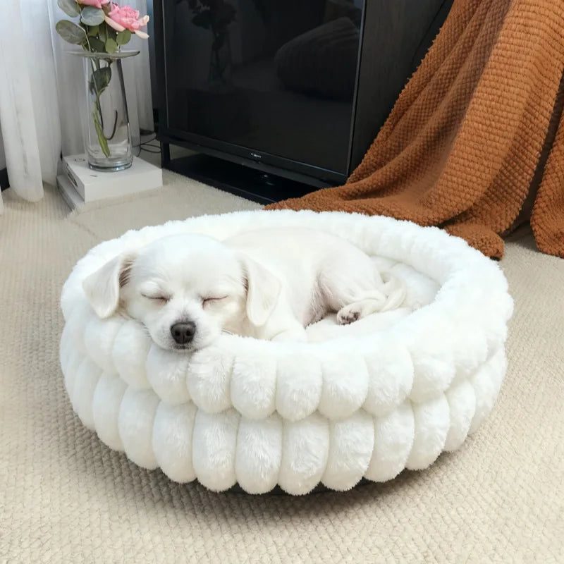 Pet Nest Straight Rabbit Fur Double-layer Round Cat Dog Mat Winter