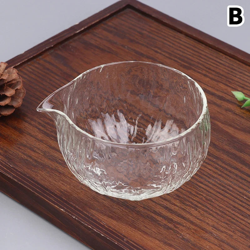 Textured Glass Matcha Bowl Pouring Spout Japanese Green Tea Ceremony
