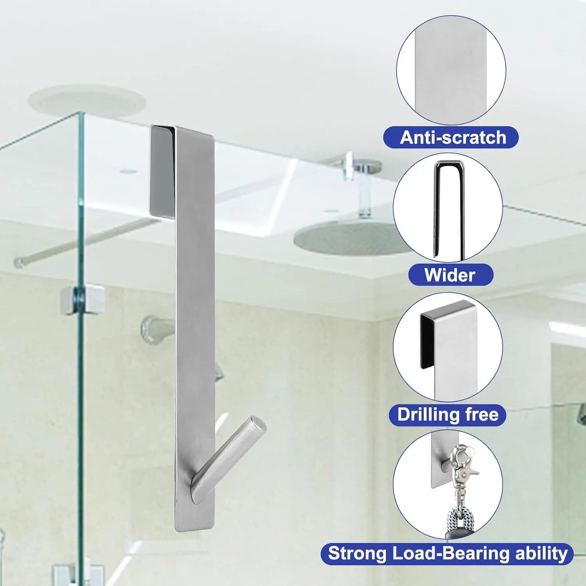 3-Pack Stainless Steel Over-the-Door Hooks | Towel & Robe Hangers