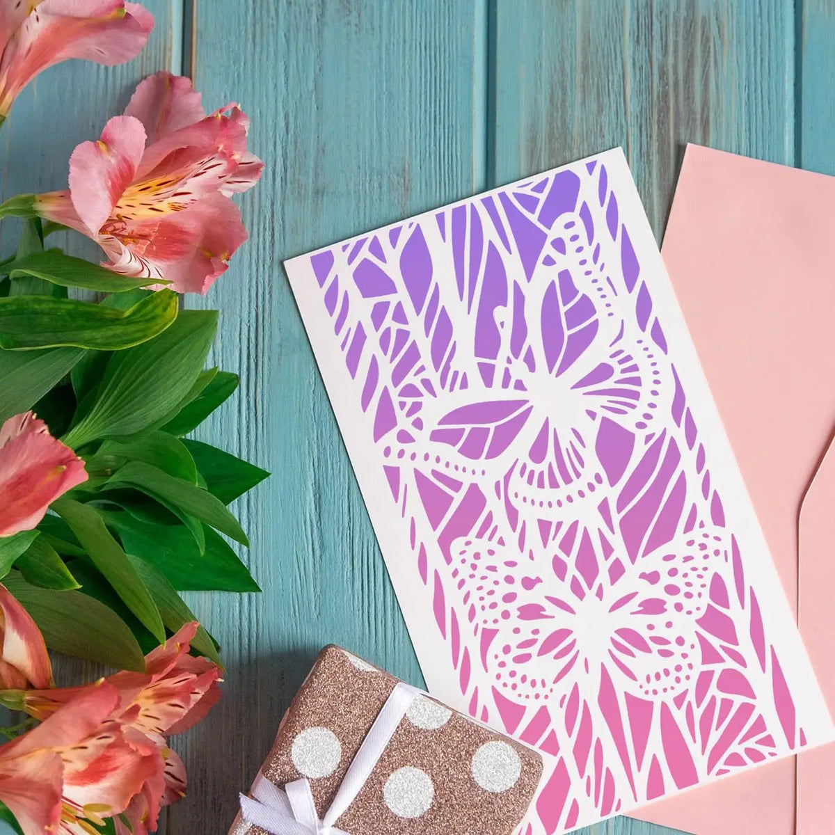 18-Piece Floral Tree Layering Stencils 21x10cm DIY Scrapbooking