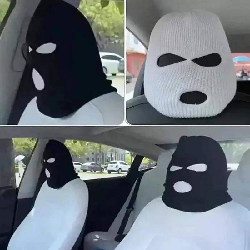 Funny Car Seat Headrest Cover | Ski Mask Style Decoration