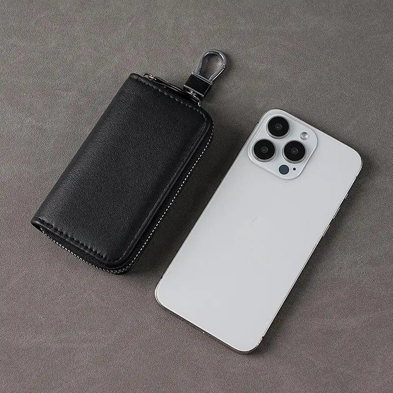 JETTING PU Leather Key Bag – Zipper Organizer for Men & Women