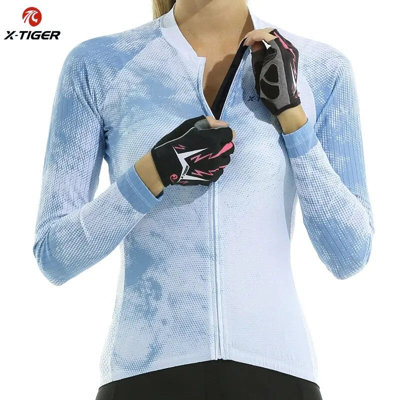 X-Tiger Women's Long Sleeve Cycling Jersey | Breathable Bike Top