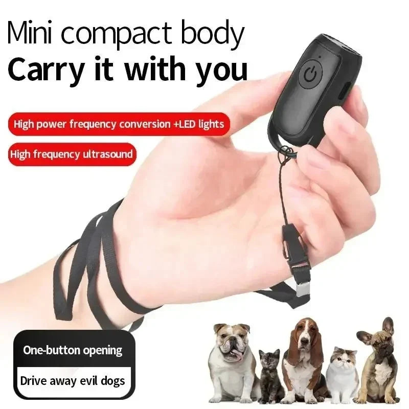 Ultrasonic Dog Bark Deterrent – USB Rechargeable & LED Light