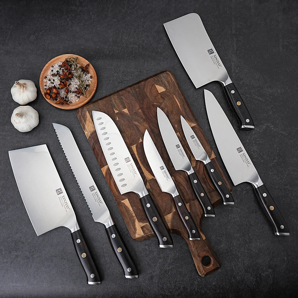XINZUO Yu 8-Piece Knife Set | 1.4116 Steel & Ebony Handle