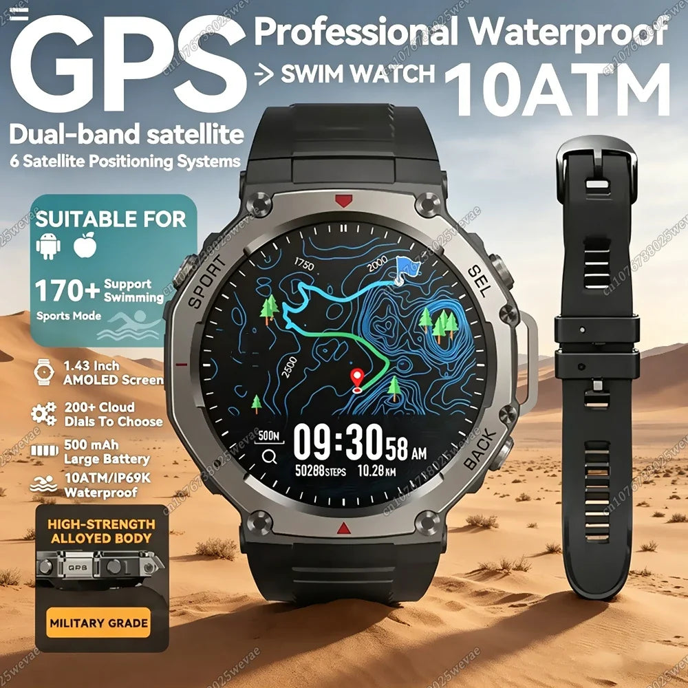 Ola Esporte HW12 Military GPS Smartwatch | AMOLED, 5ATM, 170+ Sports
