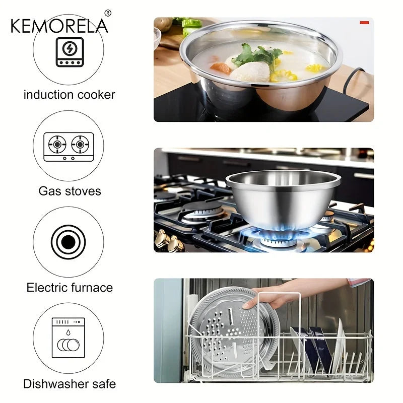 KEMORELA 4-in-1 Stainless Steel Rice Washer Colander & Grater