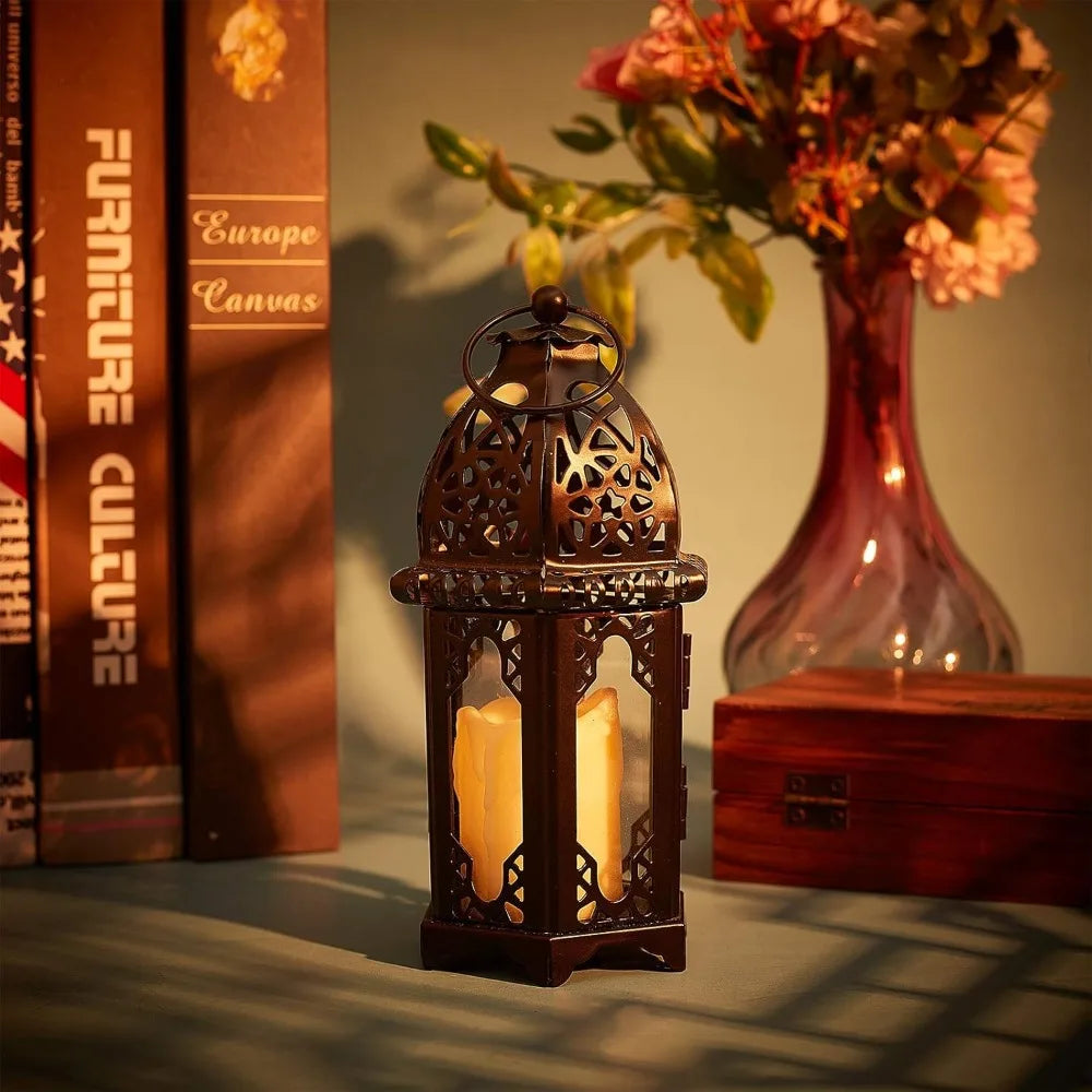 7.4" Vintage Metal Hanging Lantern – Indoor & Outdoor Candle Holder