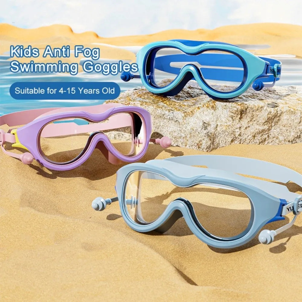 Wide View Anti-Fog Swim Goggles with Ear Plugs – Youth & Adult