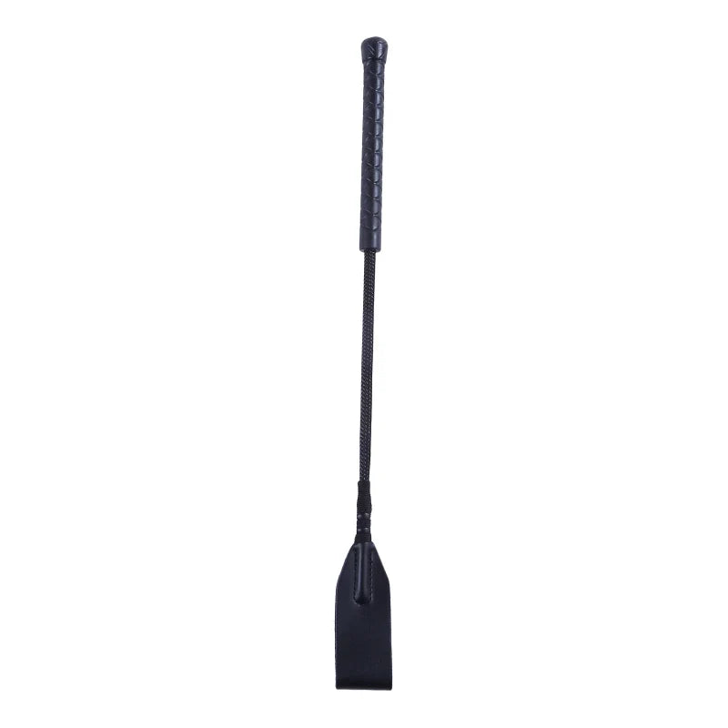 Black Faux Leather Horse Whip Handmade Braided Riding Crop Equestrian