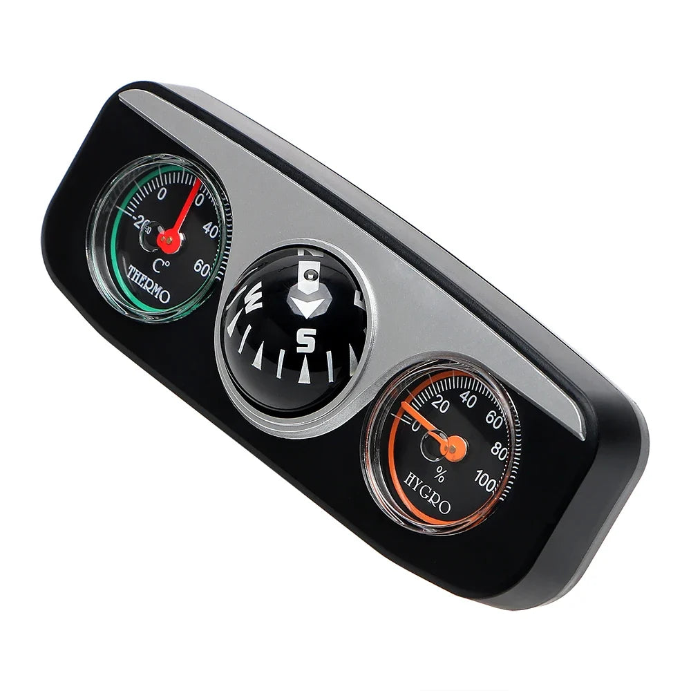 3-in-1 Car Compass Thermometer Hygrometer Dashboard Ball