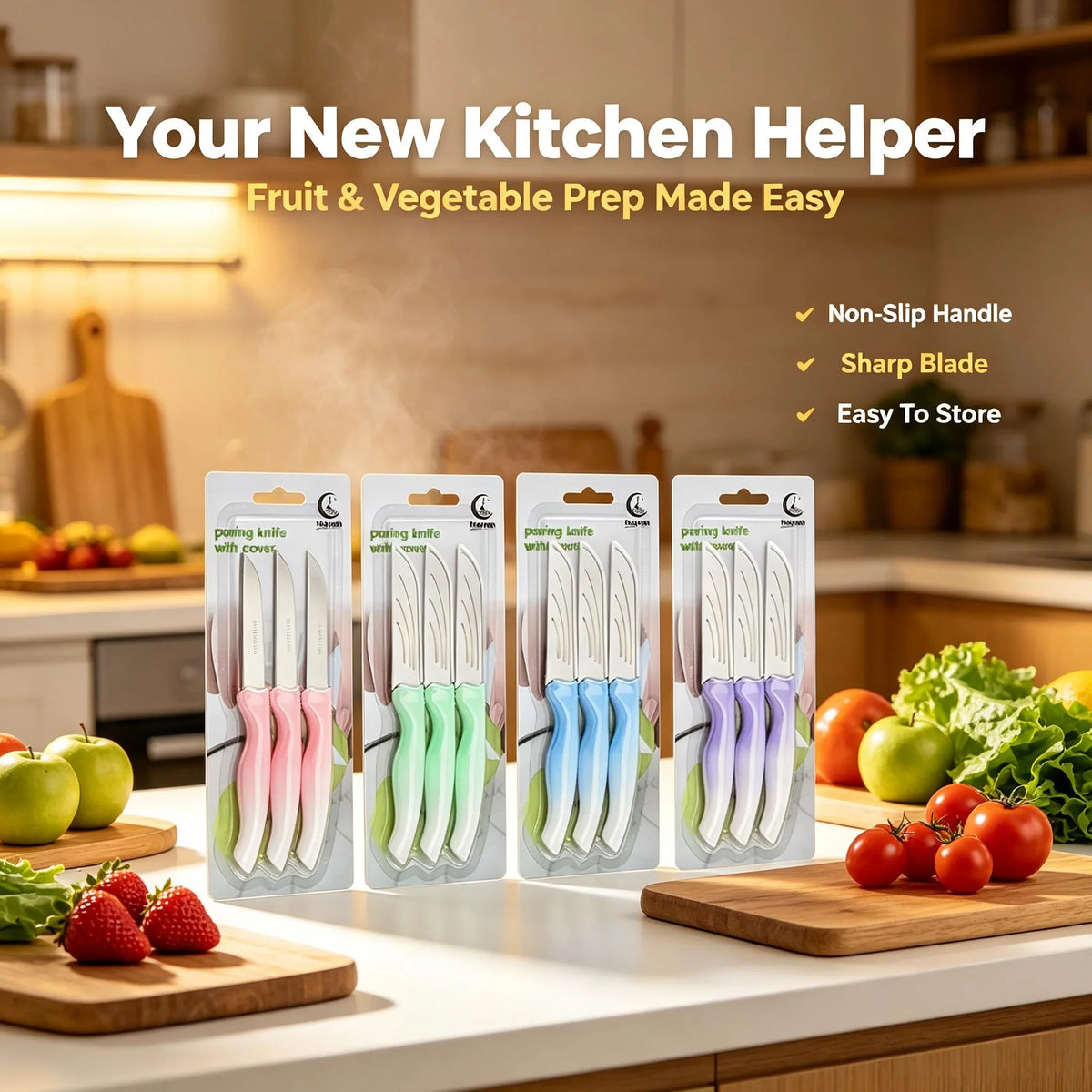 4-Piece Gradient Stainless Steel Paring Knife Set | Kitchen