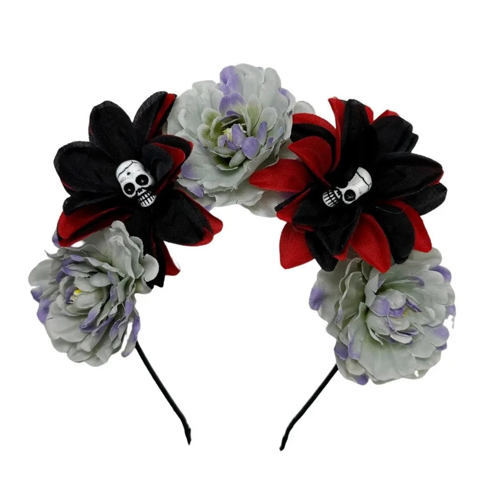 Gothic Skull Flower Headband | Halloween Hair Hoop Costume