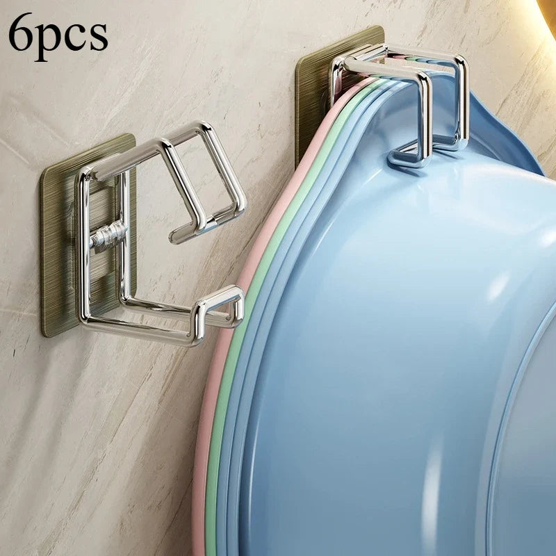 6-Pack No-Drill Wall Hooks – Heavy-Duty Bathroom Kitchen Rack