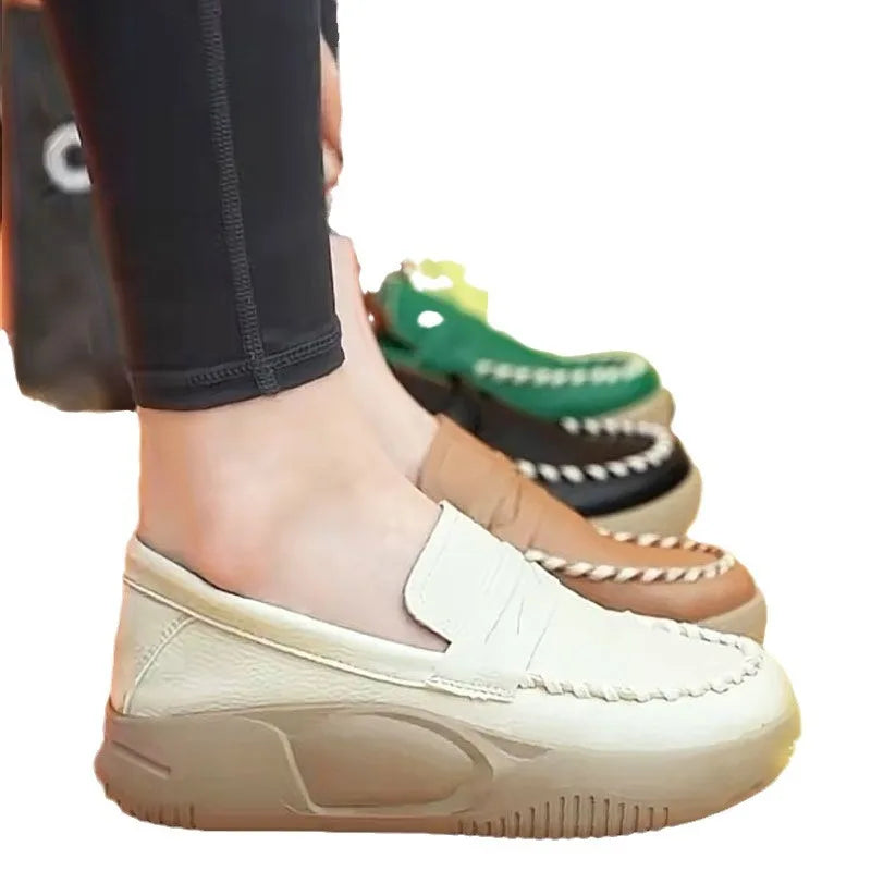 YBQJOO Women's Platform Slip-On Loafers | Soft Sole Work Shoes