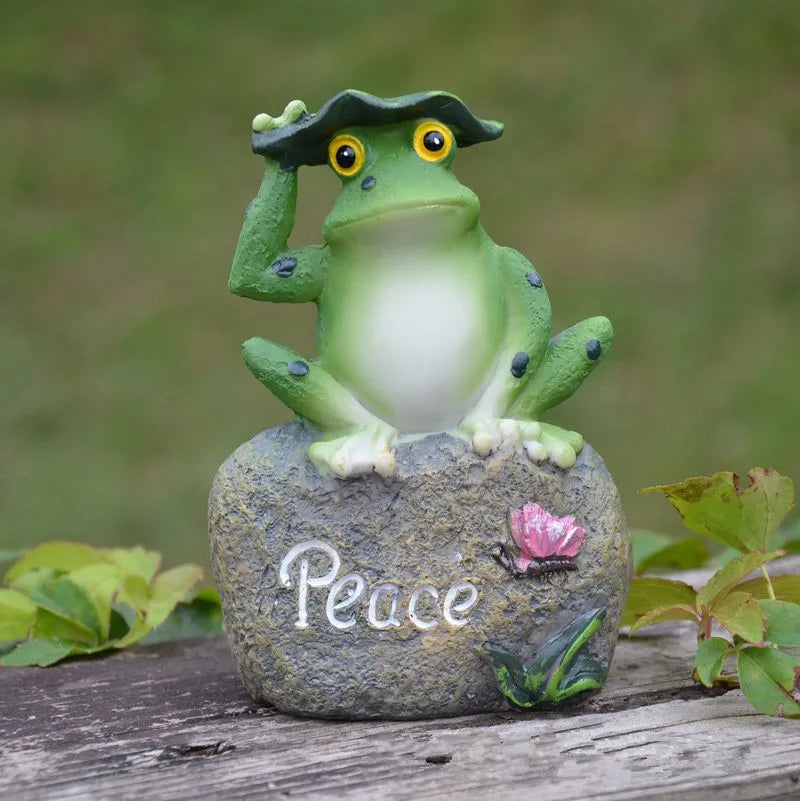 Frog Resin Garden Ornament – Stone Statue for Garden & Home