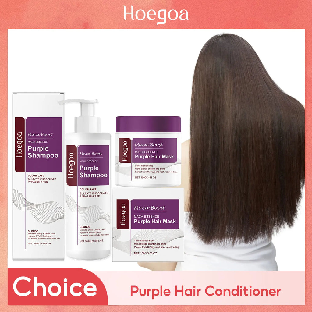 HOEGOA Purple Shampoo & Hair Mask – Tone, Repair & Nourish