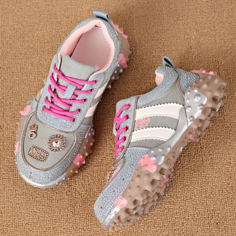 UXST Women's Rhinestone Platform Sneakers – Vulcanized Casual