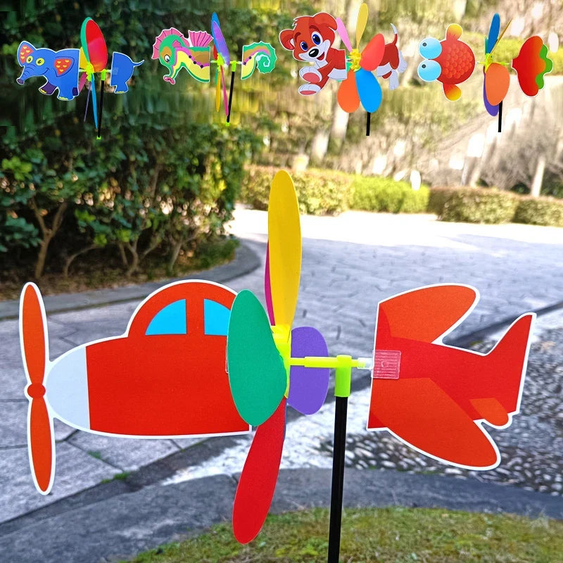 3D Colorful Animal Cartoon Windmill Toy – Kids DIY Decoration