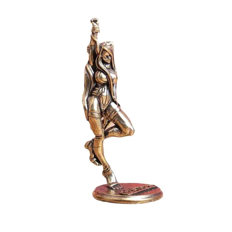 Solid Brass Hairless Cat Statue | Vintage Desktop Figurine