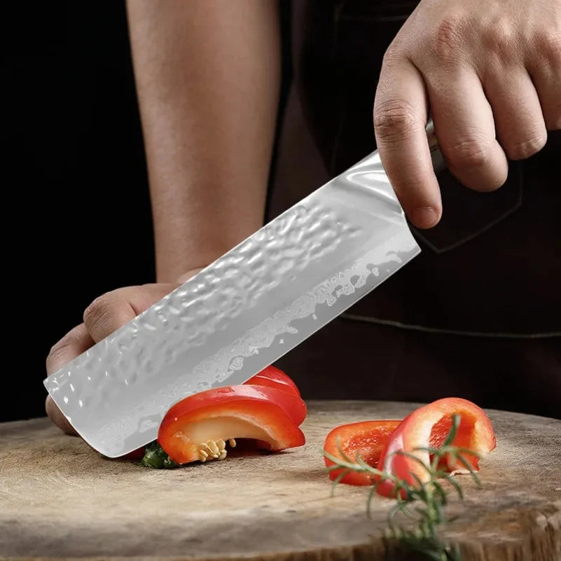 Damascus Steel Cleaver Knife – Sharp Wood Handle Chef Knife