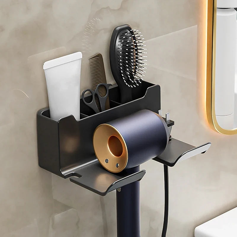 Wall Mounted Hair Dryer Holder – Punch-Free Bathroom Shelf