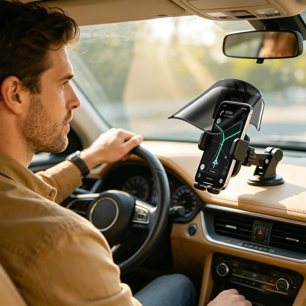 Car Phone Sun Shade Clip-On Visor – UV & Rain Screen Shield