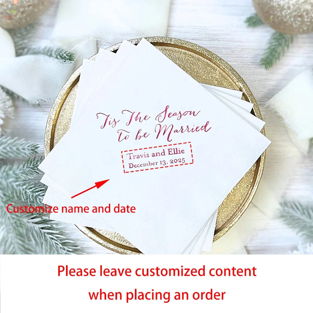 20Pcs Custom Christmas Wedding Napkins | Tis The Season