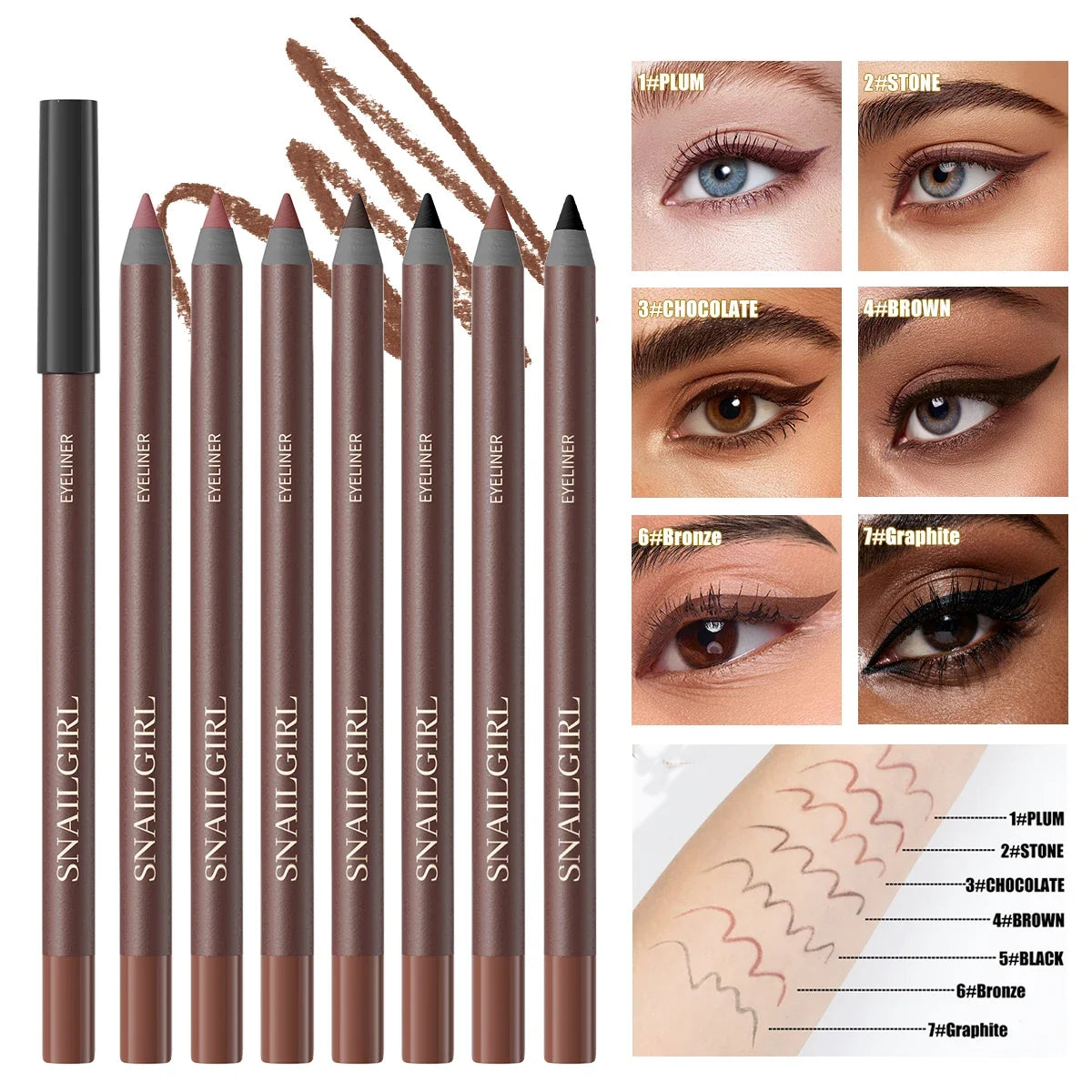 SNAILGIRL Waterproof Gel Eyeliner Pencil – Matte Quick Dry